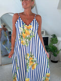 Lemon Stripe Floaty Maxi Dress