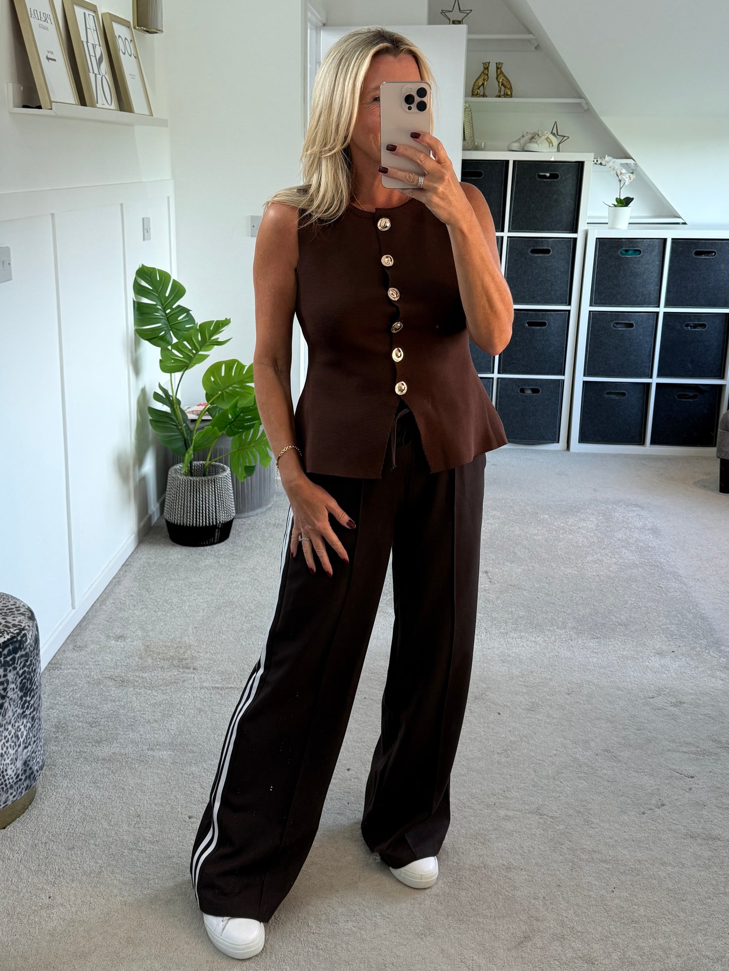 Chocolate Waistcoat with Gold Buttons