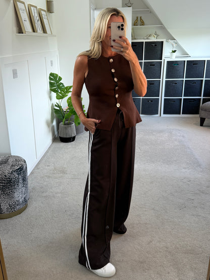 Chocolate Waistcoat with Gold Buttons