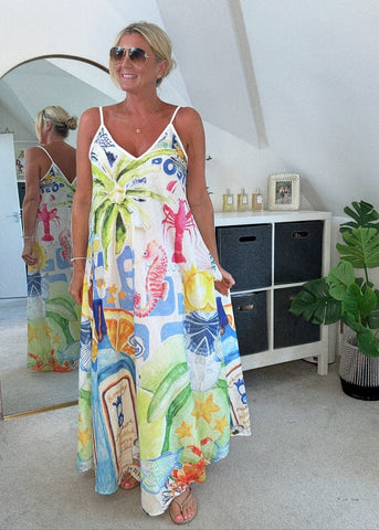 Lobster Print Floaty Maxi Dress
