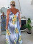 Lemon Stripe Floaty Maxi Dress