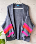 Denim Blue Stripe Sleeve Cosy Cardigan