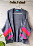 Denim Blue Stripe Sleeve Cosy Cardigan