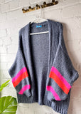 Denim Blue Stripe Sleeve Cosy Cardigan