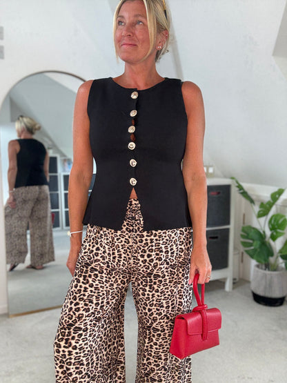 Chocolate Waistcoat with Gold Buttons