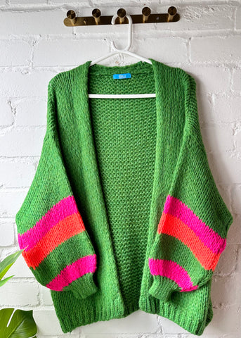 Green Stripe Sleeve Cosy Cardigan