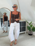 Chocolate Scoop Neck Gold Button Waistcoat