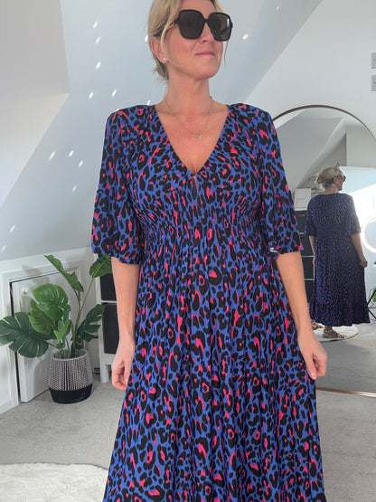 Classic Leopard Shirred Waist Dress