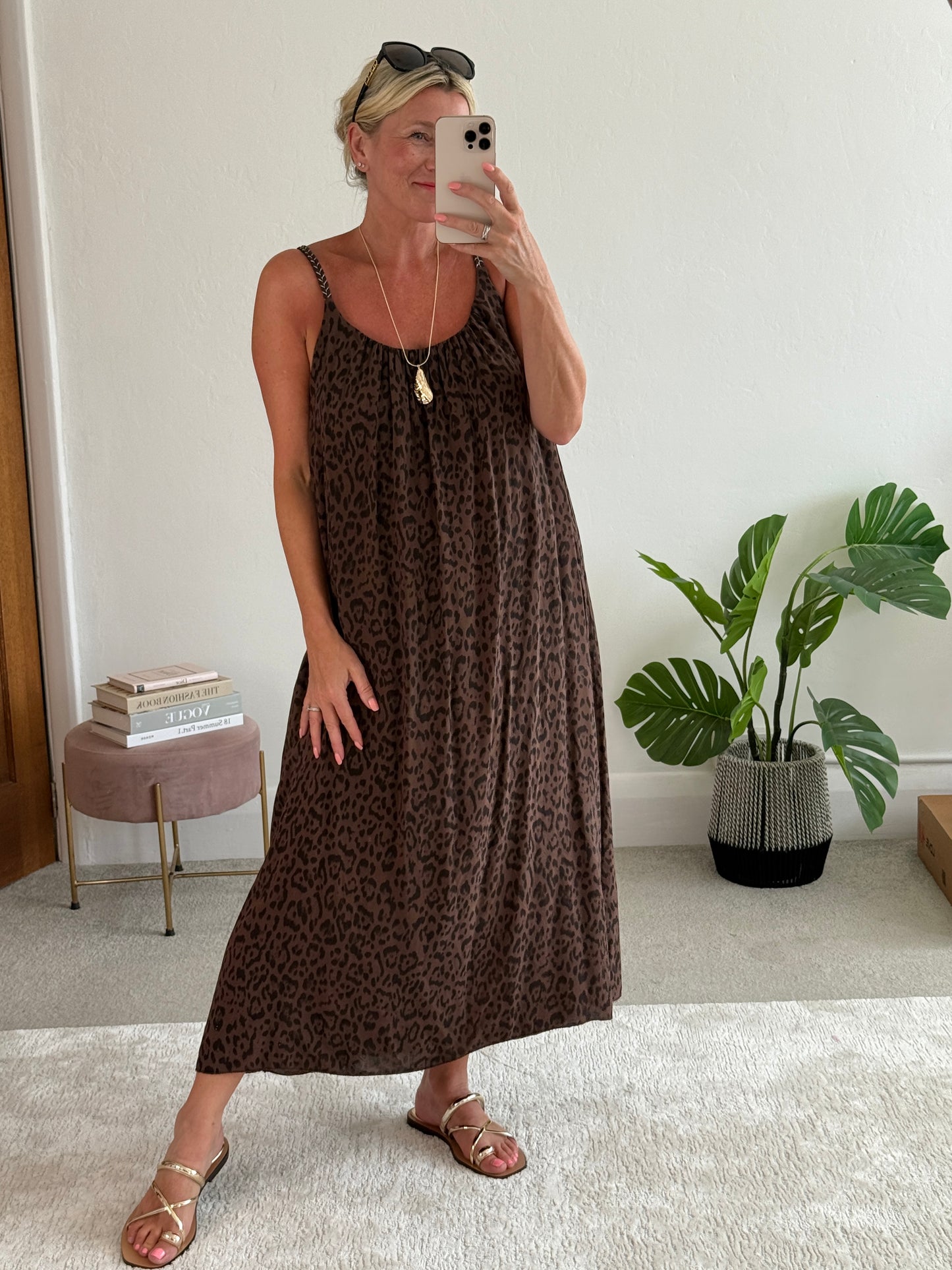 Chocolate Plaited Strap Leopard Maxi Dress 🐆