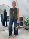 Khaki Waistcoat with Gold Buttons