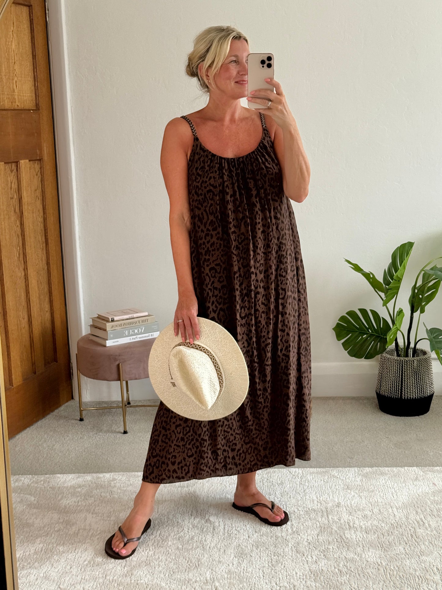 Chocolate Plaited Strap Leopard Maxi Dress 🐆