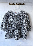 Leopard Tie Front Peplum Top