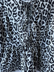 Leopard Tie Front Peplum Top