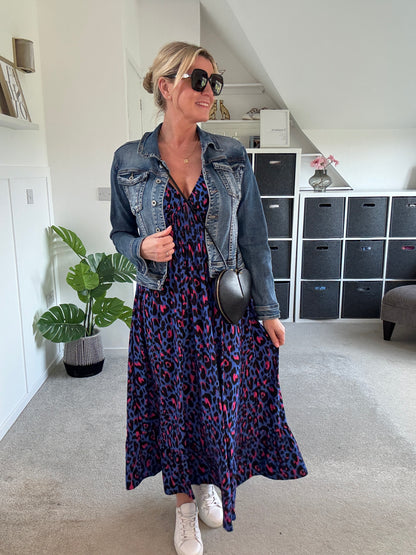 Classic Leopard Shirred Waist Dress