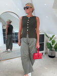 Khaki Waistcoat with Gold Buttons