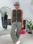Khaki Cotton Barrel Leg Jeans