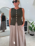 Khaki Waistcoat with Gold Buttons