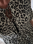 Leopard Tie Front Peplum Top