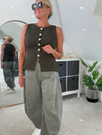 Khaki Waistcoat with Gold Buttons