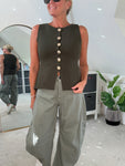 Khaki Waistcoat with Gold Buttons