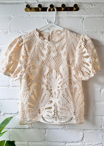 Cream Puff Short Sleeve Lace Top