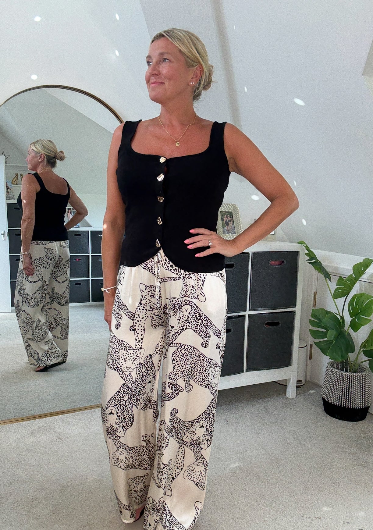 Black Scoop Neck Gold Button Waistcoat