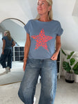 Khaki Neon Leopard Star T Shirt