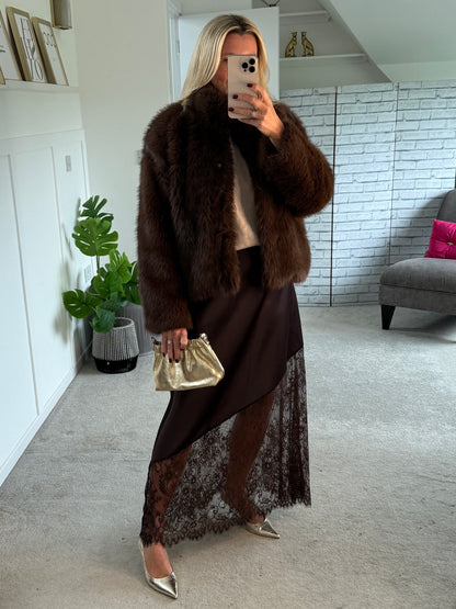 Chocolate Monroe Faux Fur Jacket