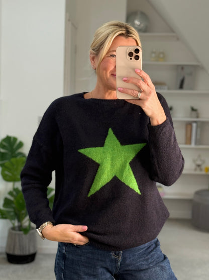 Navy/Green Star Jumper