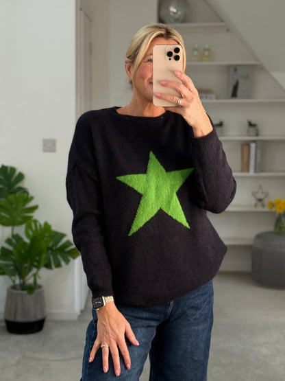 Navy/Green Star Jumper