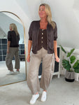 Chocolate Silk Mix 1/2 Sleeve Bomber Jacket