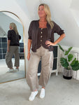 Chocolate Silk Mix 1/2 Sleeve Bomber Jacket