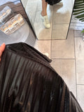 Black Metallic Pleated Skirt