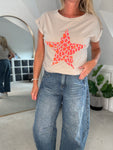 Stone Neon Leopard Star T shirt
