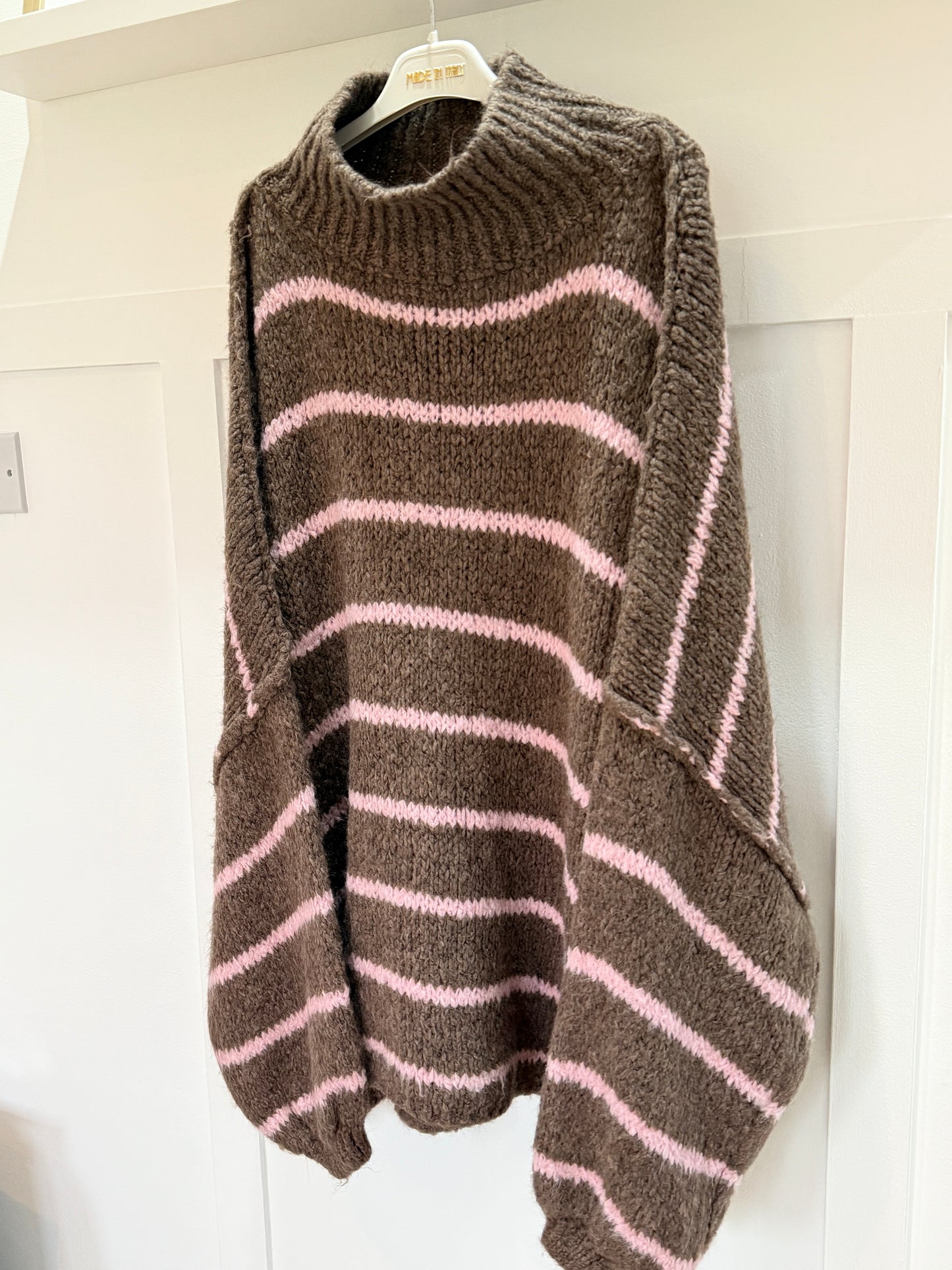 Mocha/Pink Slouchy Jumper