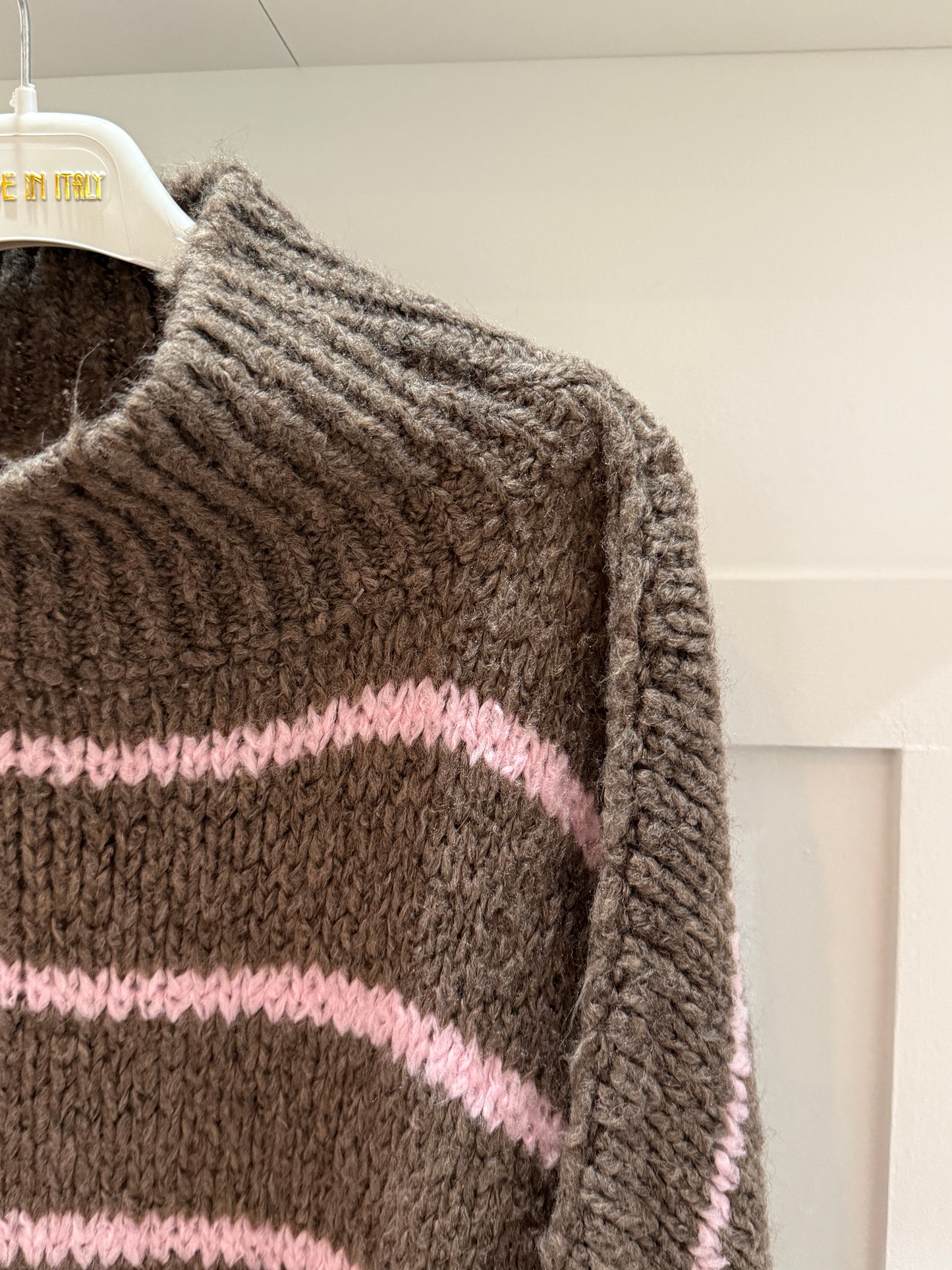 Mocha/Pink Slouchy Jumper