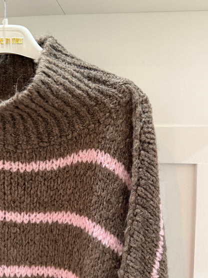 Mocha/Pink Slouchy Jumper