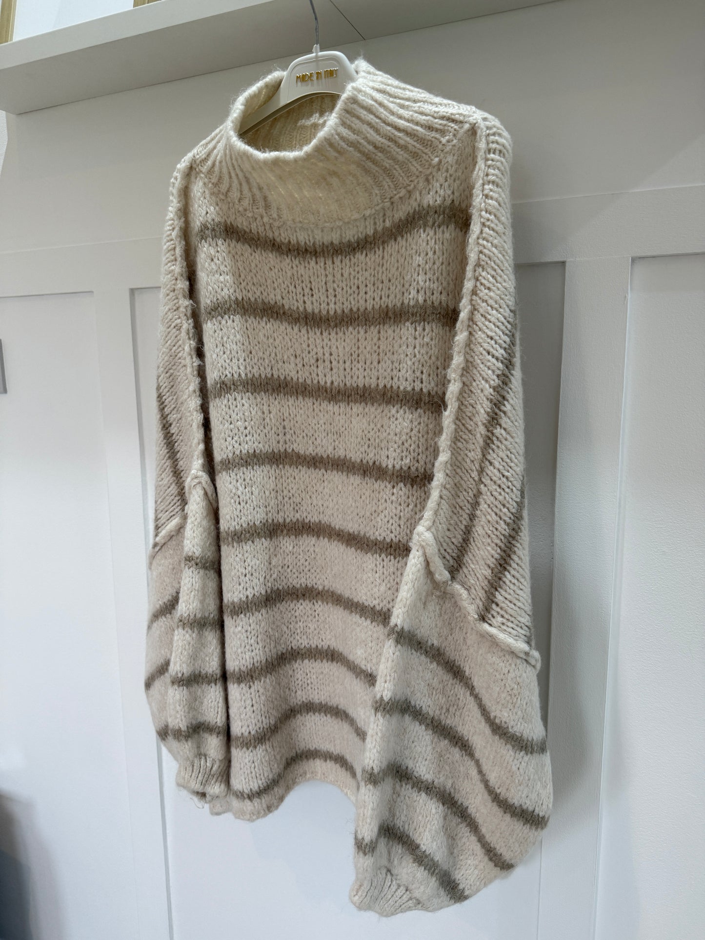 Mocha/Pink Slouchy Jumper