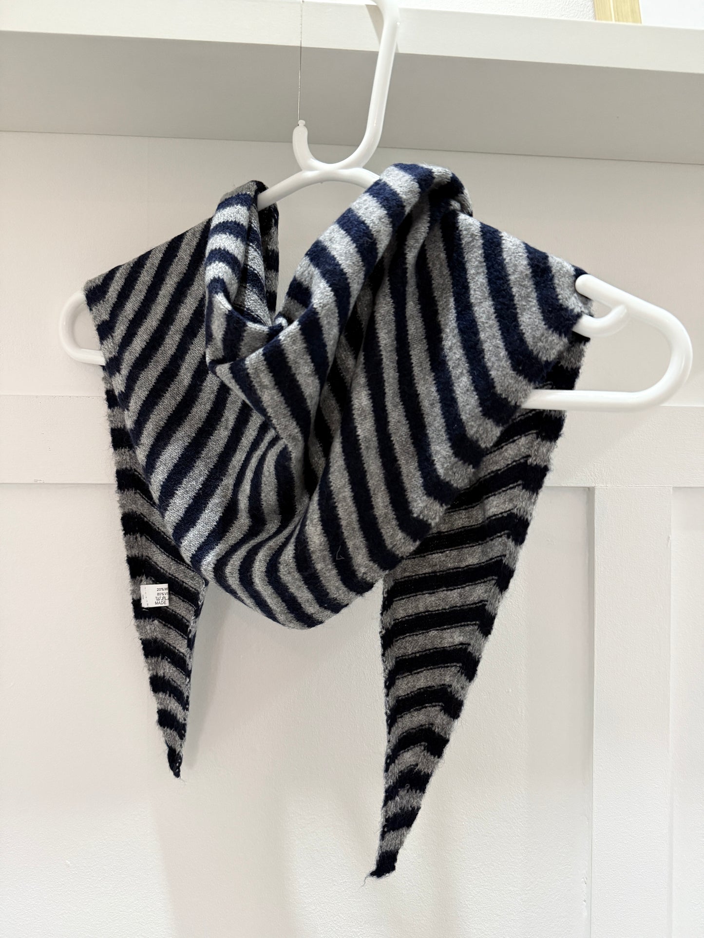 Navy/Grey Striped Triangle Neck Scarf