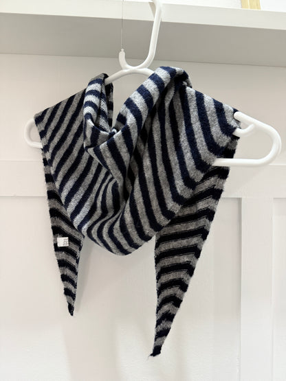 Navy/Grey Striped Triangle Neck Scarf