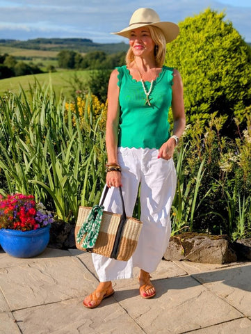 Green Scallop Edge Vest Top