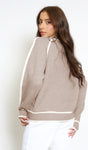Taupe Contrast High Neck Jumper