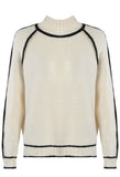 Taupe Contrast High Neck Jumper