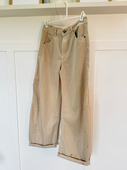 Black Wash Barrel Leg Panel Jeans