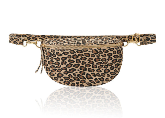 Light Taupe Leopard LARGE Leather Bum Bag