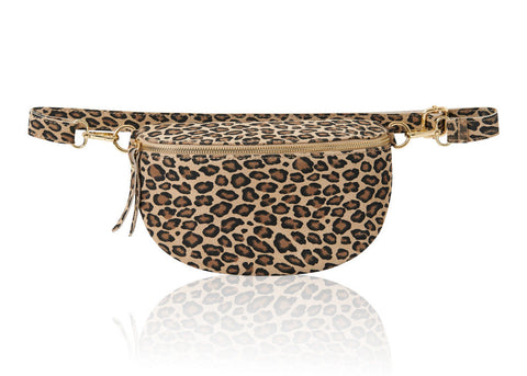 Light Taupe Leopard LARGE Leather Bum Bag