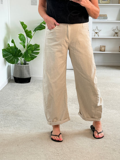 Black Wash Barrel Leg Panel Jeans