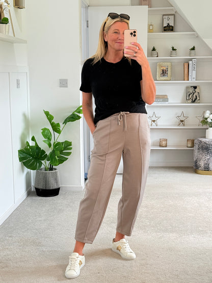 Mocha Cropped Carrot Leg Jogger