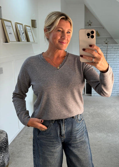 Soft Lace V Neck Jumper | 3 colours