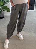 Grey Slim Barrel Cargo Joggers